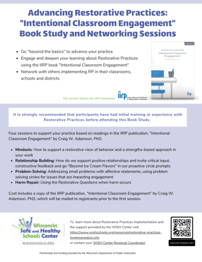 Advancing Restorative Practices: "Intentional Classroom Engagement" Book Study and Networking Sessions