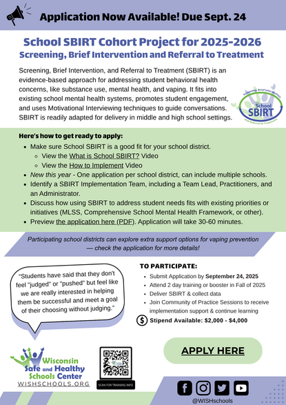 School SBIRT Project information for 2025-2026